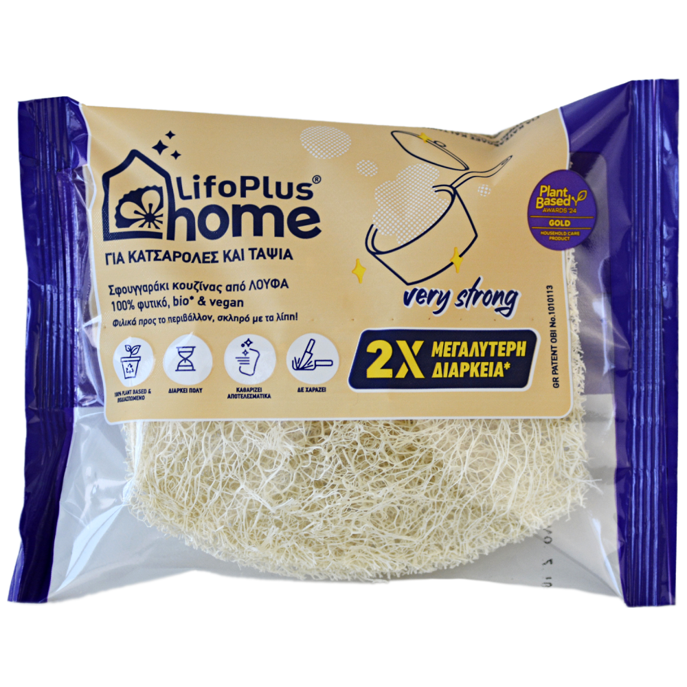Lifoplus Home Σφουγγαράκι Κουζίνας Από Λούφα Για Κατσαρόλες & Ταψιά 100% Bio
