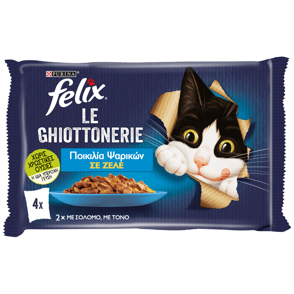 Felix Agail Υγρή Τροφή Γάτας με Σολομό-Τόνο σε Ζελέ 4x85gr