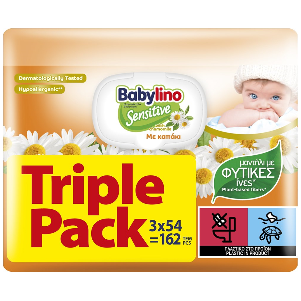 Babylino Sensitive Μωρομάντηλα Triple Pack 3x54τεμ