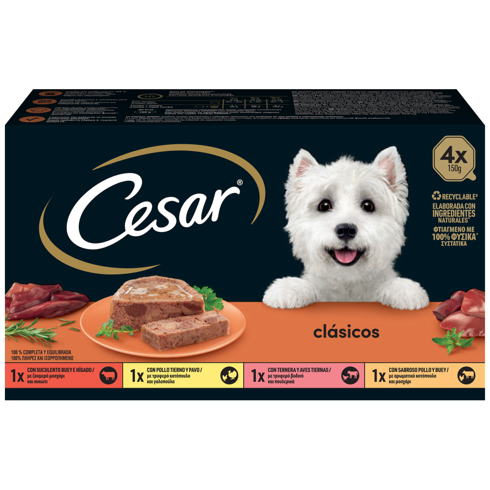 Cesar Special Adult Γαλοπούλα & Μοσχάρι Για Σκύλους 4x150gr