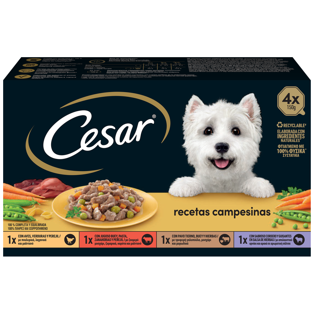 Cesar Classic Selection Adult Κοτόπουλο Βοδινό Για Σκύλους 4x150gr