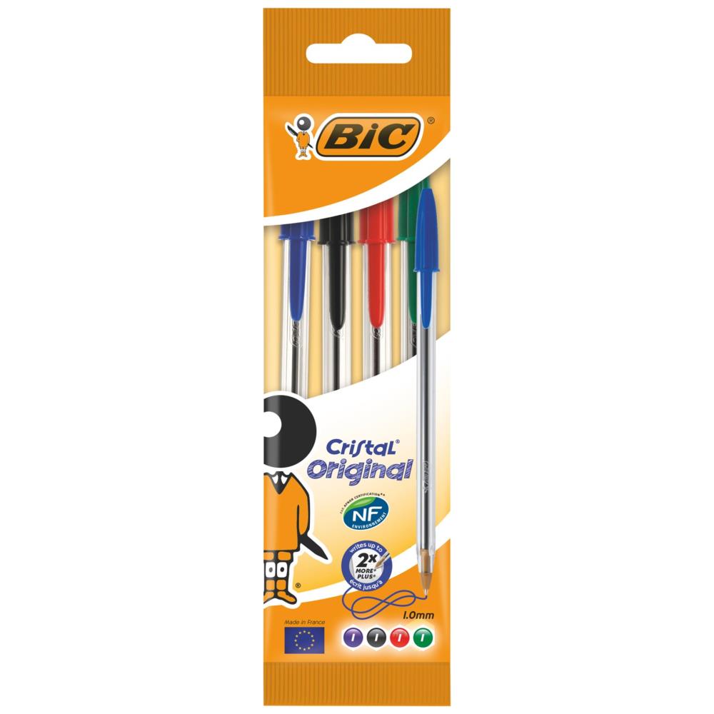 BIC Στυλό Cristal Σακουλάκι Μικτά 4τεμ