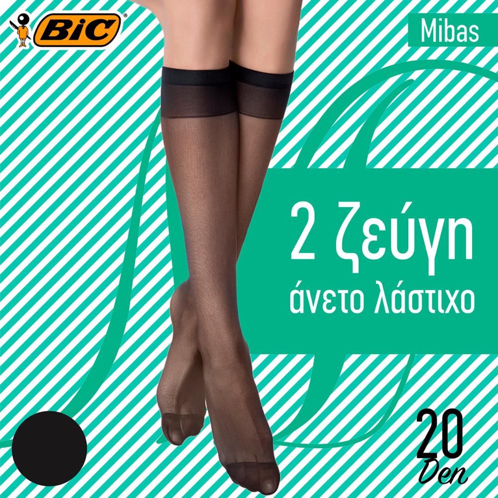 BIC Mibas Καλτσάκι 3/4 20D Μαύρο Σετ 2τεμ