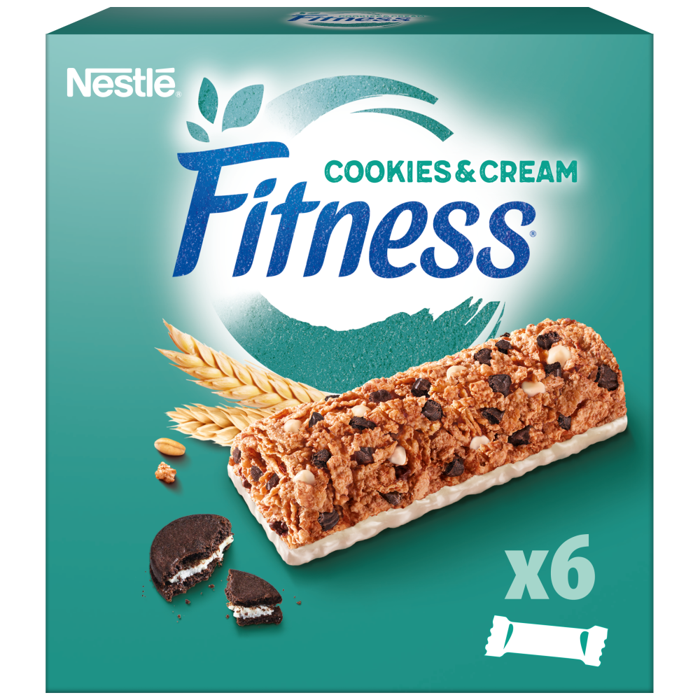 Nestle Fitness Μπάρες Δημητριακών Cookies & Cream 6x23,5gr