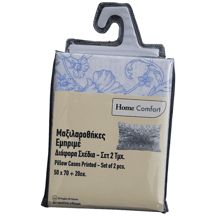 Home Comfort Μαξιλαροθήκες Light Blue Floral 50x70cm Σετ 2