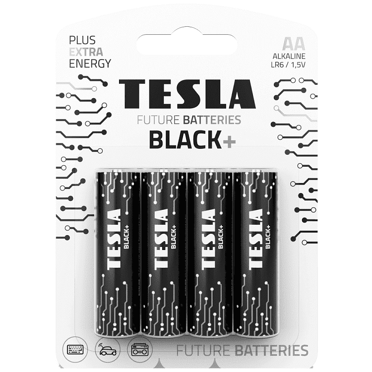 Tesla black + Mπαταρία Αλκαλική ΑΑ 4τεμ