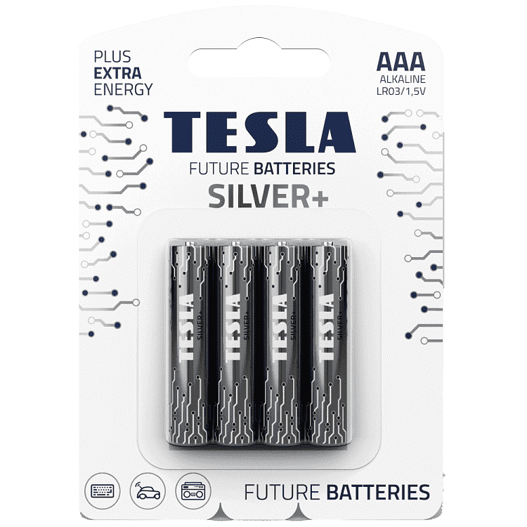 Tesla Silver + Μπαταρία Αλκαλική ΑΑΑ 4τεμ