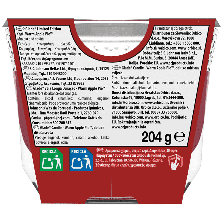 Glade Large Candle Warm Apple Pie 204g