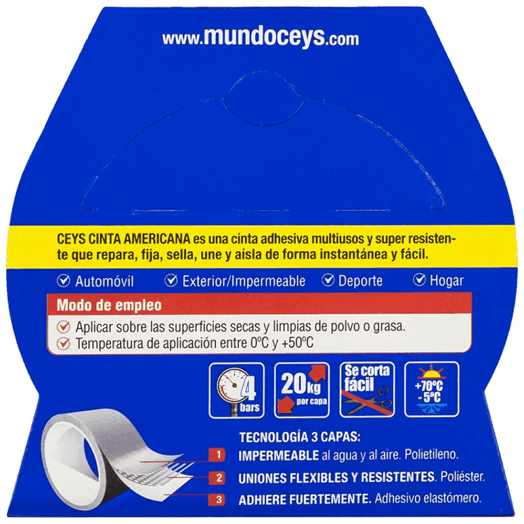 Ceys Αυτοκόλλητη Υφασμάτινη Ταινία Ασημί 50mm x 10m 12τεμ