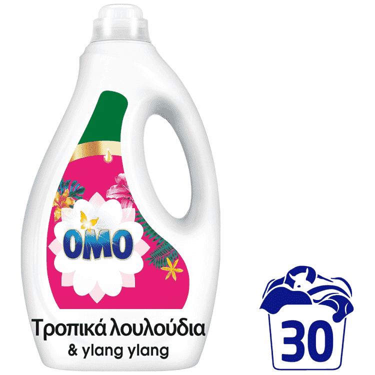 Omo Υγρό Απορρυπαντικό Πλυντηρίου Ρούχων Τροπικά Λουλούδια 30Μεζ 1,5lt