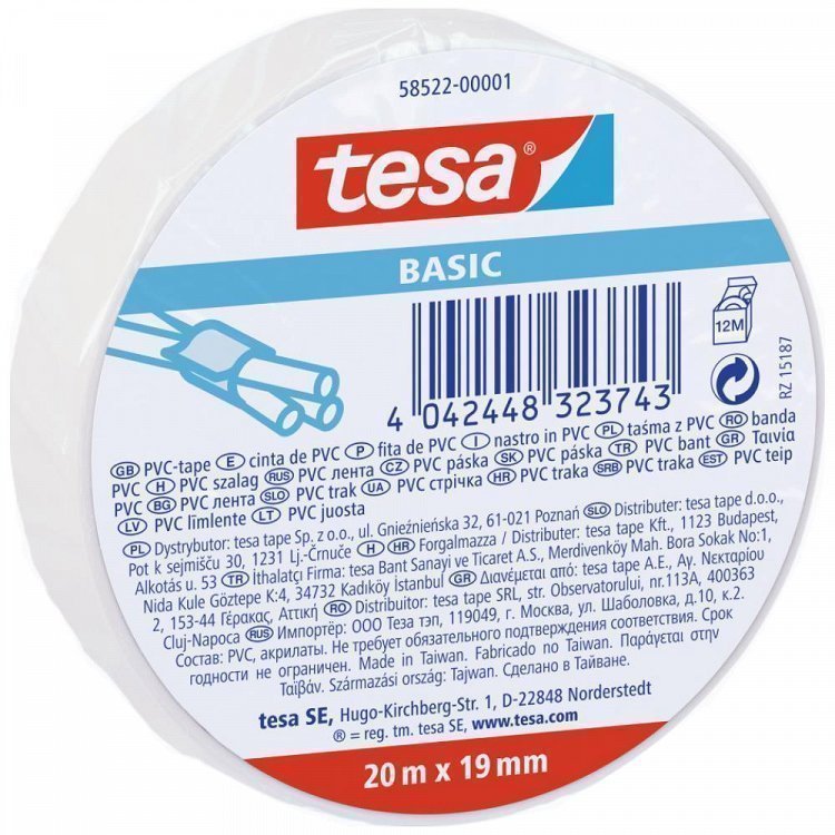 Tesa Ηλεκτρομονωτική Ταινία Λευκή 20mx19mm