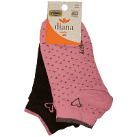 Diana Κάλτσες Γυναικείες Καρδούλες Ροζ Μαύρο 2τεμ