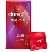 Durex Sensitive Προφυλακτικά Extra Λιπαντικό 12τεμ