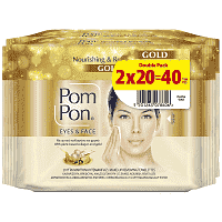 Pom pon Υγρά Μαντηλάκια Ντεμακιγιάζ Gold 2x20τεμ