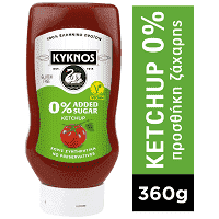 Kyknos Κέτσαπ Χωρίς Ζάχαρη Πλαστική Φιάλη 360gr