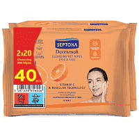 Septona Υγρά Μαντηλάκια Ντεμακιγιάζ Dermasoft & Vitamin C 2x20τεμ