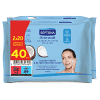 Septona Υγρά Μαντηλάκια Ντεμακιγιάζ Coconut Water 2x20τεμ