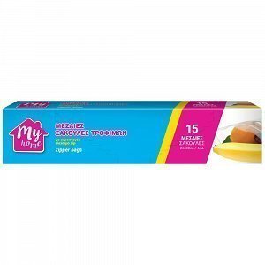 My Home Σακούλες Τροφίμων Zip Μεσαίες 26x30cm 15τεμ