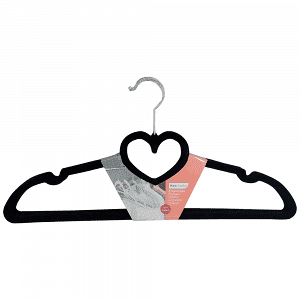 Home Comfort Κρεμάστρα Ρούχων Velvet Μαύρη 3 Τεμάχια